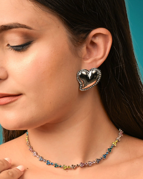 Allure of Hearts Stud Earrings Silver